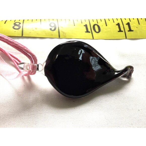 Murano Style Glass Flower Necklace & Earrings Set – Pink Ribbon Cord – Fashion J - Picture 11 of 16